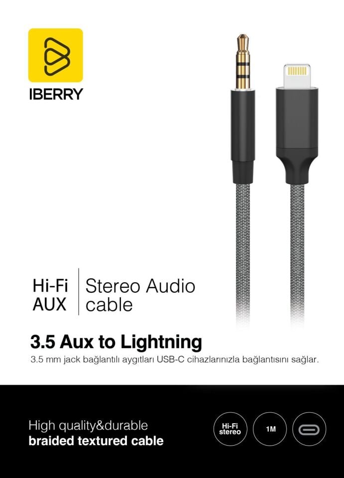 İberry İPHONE AUX Kablo 301L SİYAH