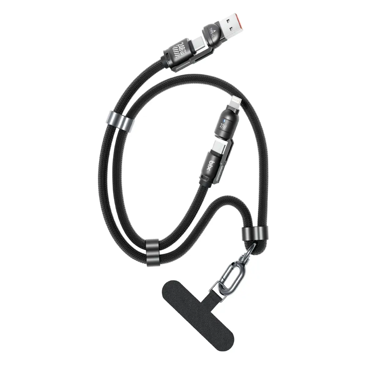 Bix BX5IN1C 240W PD Hızlı Şarj ve Data Kablosu Siyah