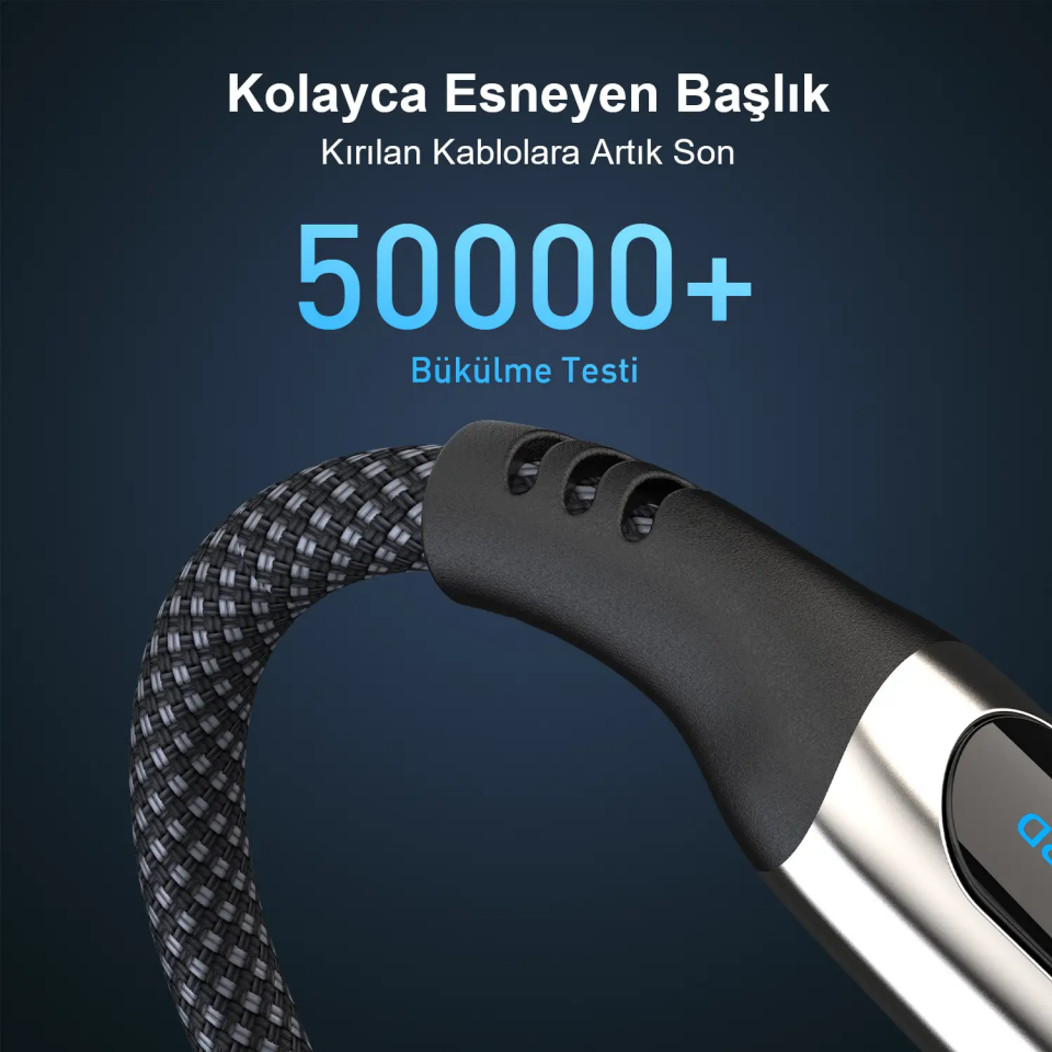 Bix Bxcc243 240W PD Hızlı Şarj ve Data Kablosu Göstergeli