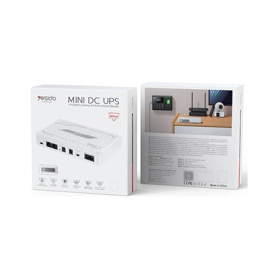 Yesido YP74E 8800 mAh Bataryalı Mini DC Kesintisiz Güç Kaynağı - Beyaz