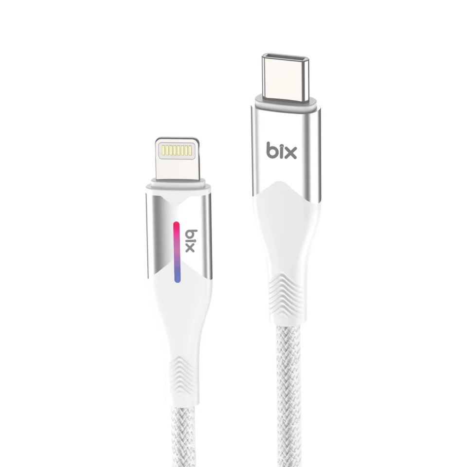 Bix Bx04Cl 27W İphone To Type-C Örgülü Kablo beyaz