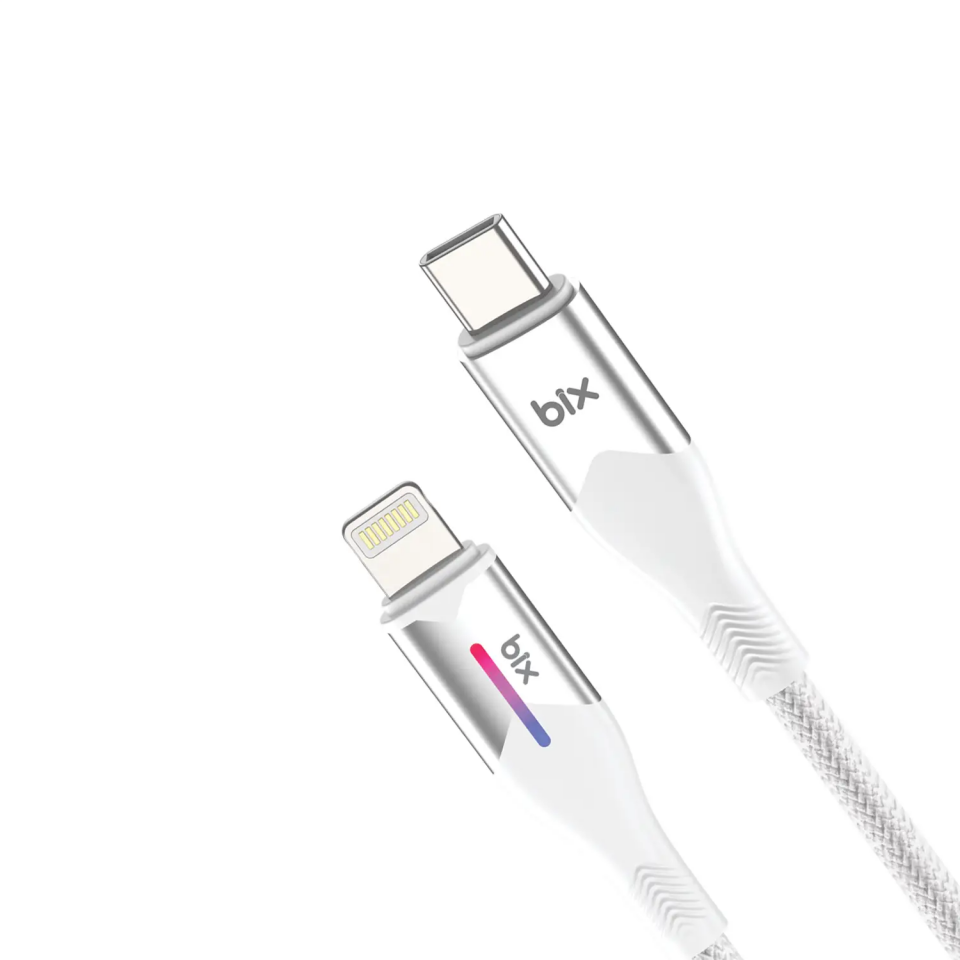 Bix Bx04Cl 27W İphone To Type-C Örgülü Kablo beyaz