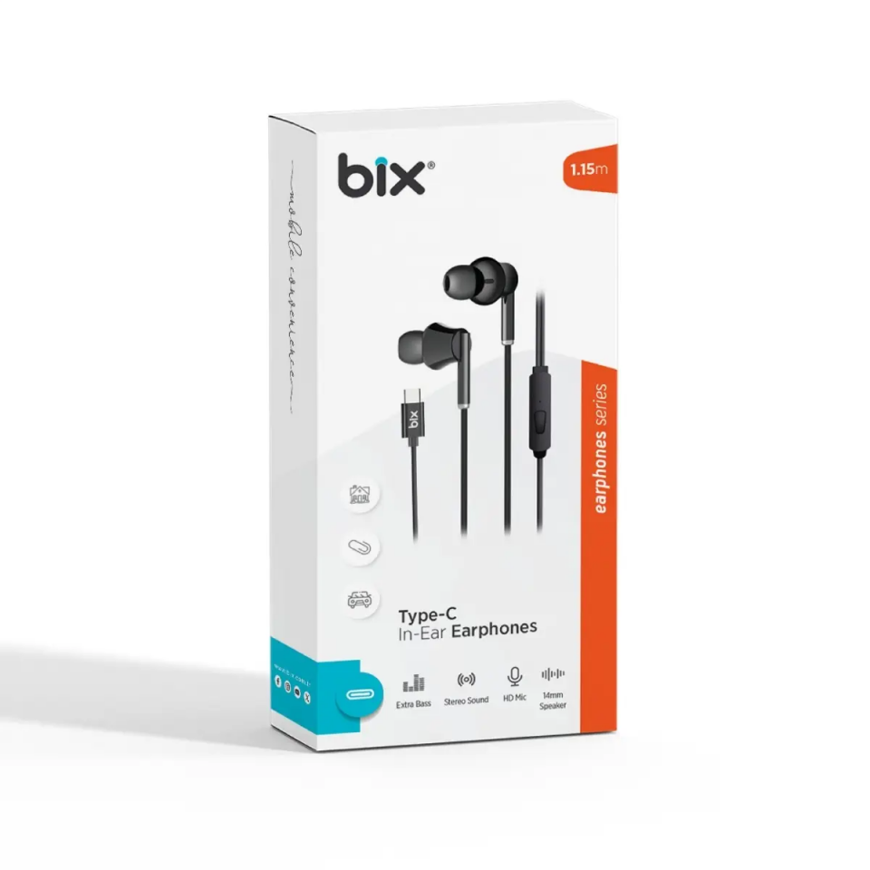 Bix Type-C Siyah Kulaklık HF01C