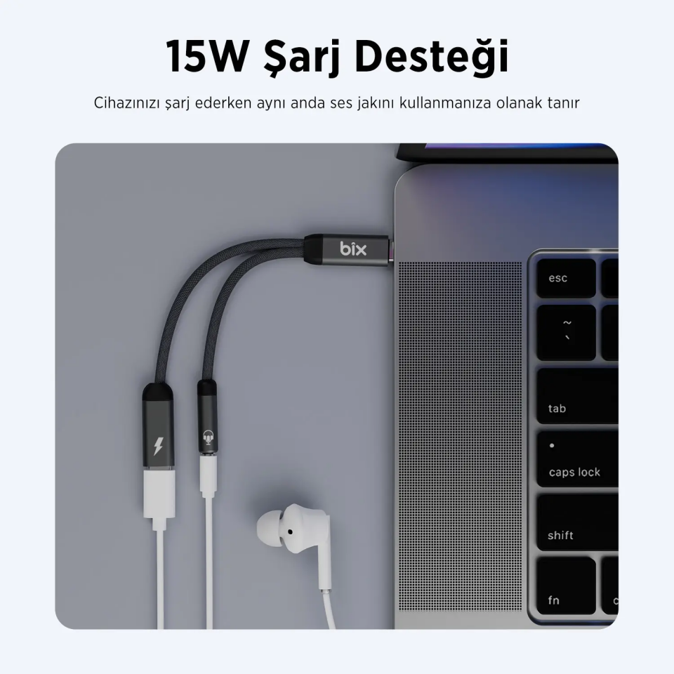 Bix Type-c Çıkışını Aux ve Type-c Çevirici Kablo ADP-12