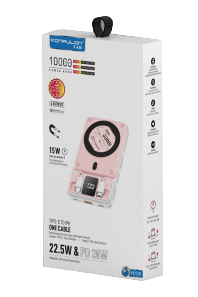 Konfulon M25W 10.000 mAh 20W PD MagSafe Powerbank - Mavi - 6