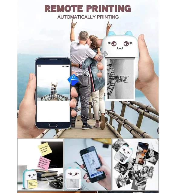 Mini Printer PR-01 Termal Fotoğraf Yazıcısı Mavi - 4