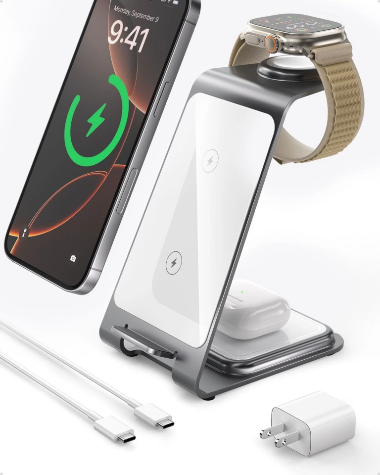 3 in 1 Y93 MagSafe Kablosuz Stand Gümüş