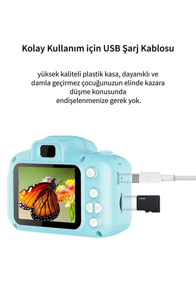 Çocuk Dijital Fotoğraf Makinesi KID'S X2 Mavi - 4