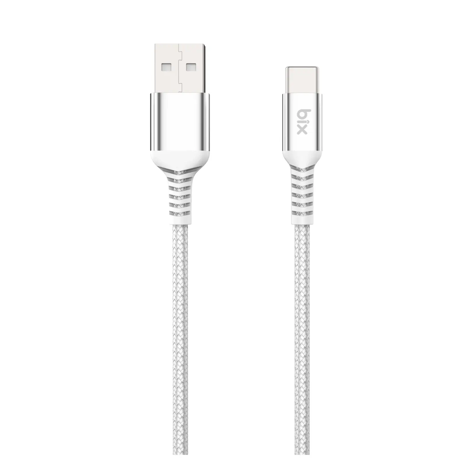 Bix BXUC01C 15W USB-A to Type-C Örgülü Şarj ve Data Kablosu Gümüş 1 Metre