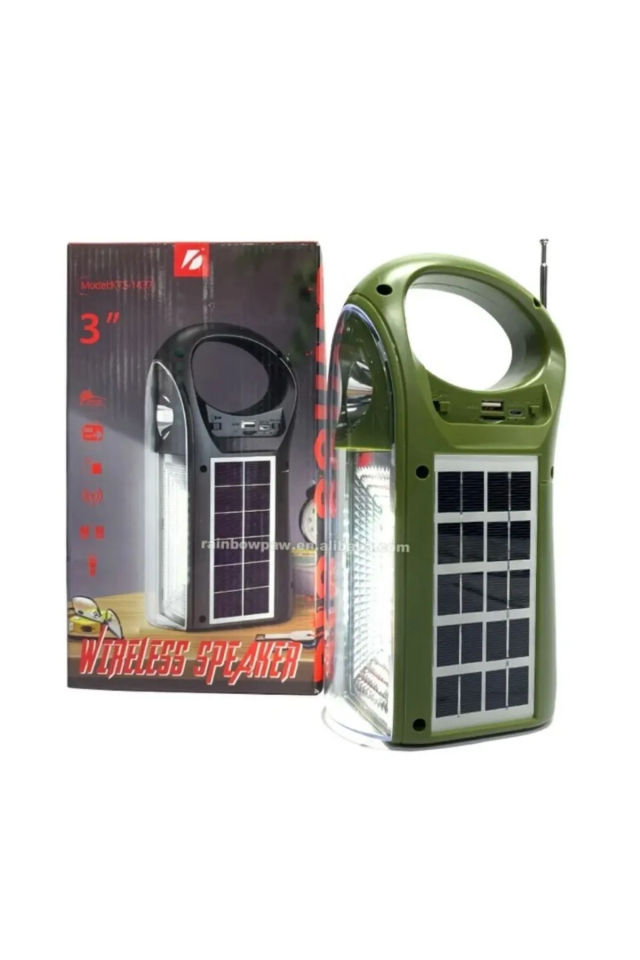 KTS-1437 Güneş Panelli Lamba ve Radio Ses Bombası Yeşil - 4