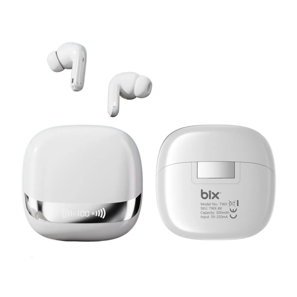 Bix TWX Soundcraft ANC ENC Gürültü Engelleme Özellikli Dijital LED Ekranlı Bluetooth 5.4 TWS Kablosuz Kulak içi Kulaklık Beyaz