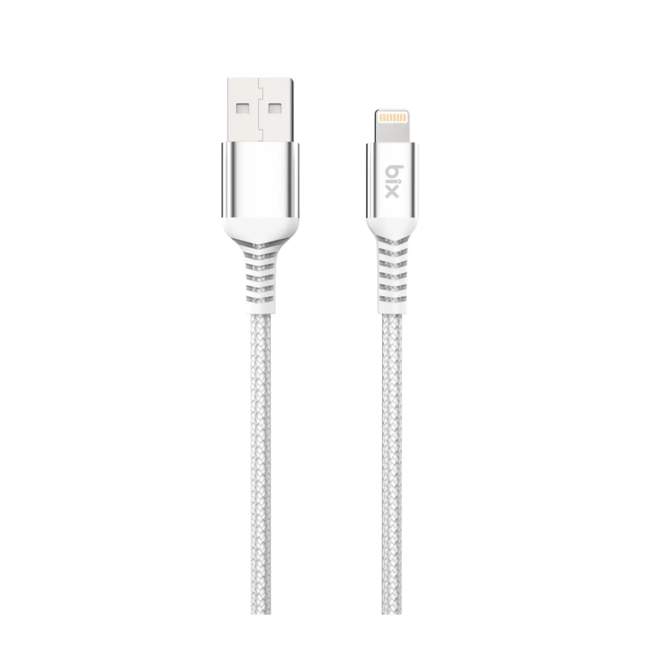 Bix BXIP04UC 12W USB-A to Lightning Örgülü Şarj ve Data Kablosu Gümüş 1 Metre