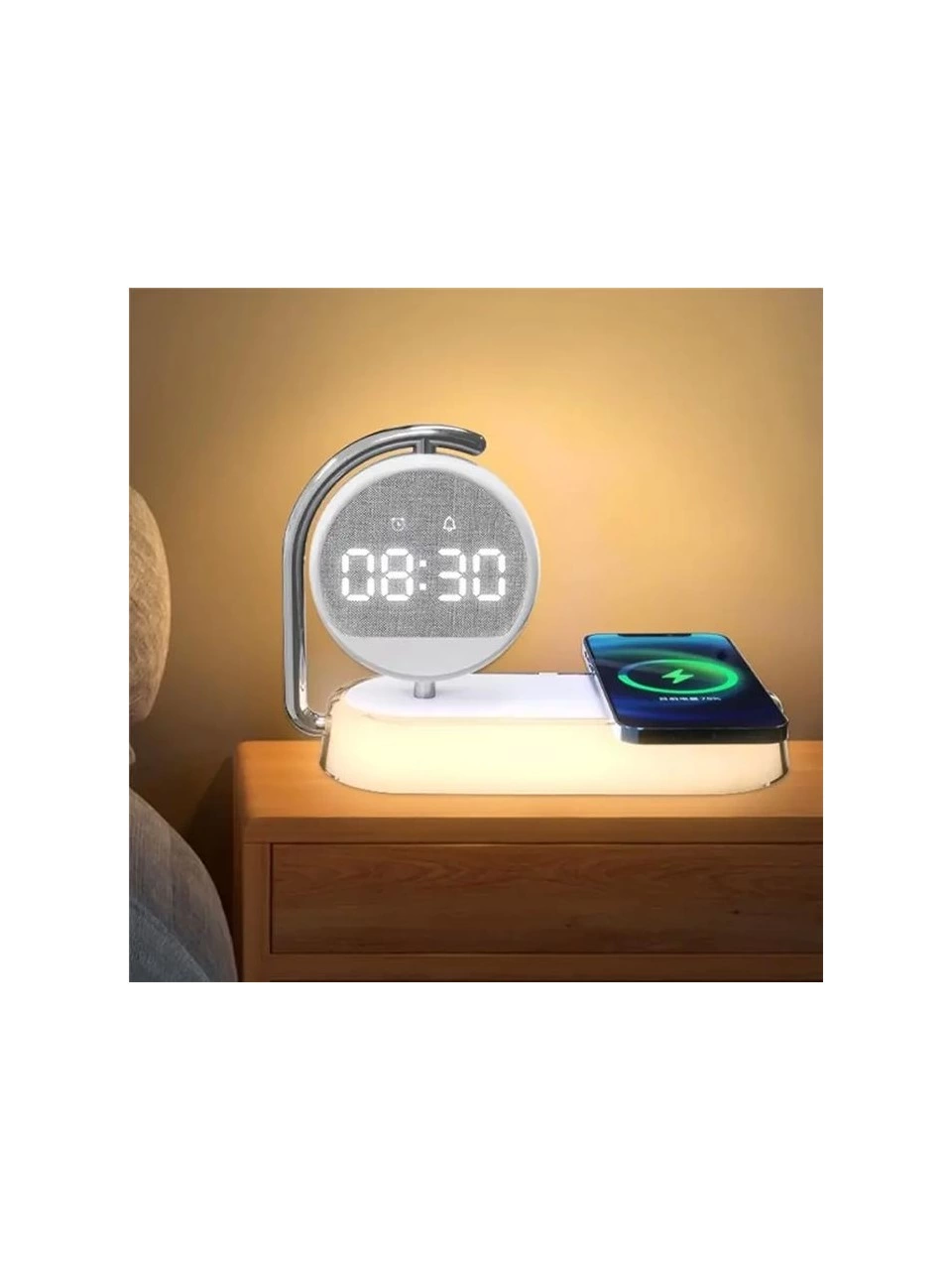 I-Dragon Led Işıklı Masa Saati ve Kablosuz Şarj K01T