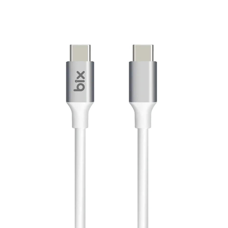 BİX BX200CC 100W 5Gbps E-Mark Chip Type-C to Type-C High Speed Charging and Data Cable 2 Metre White