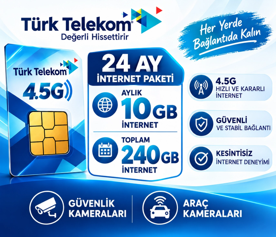 Türk Telekom 24 Aylık 10 GB SIM Kart