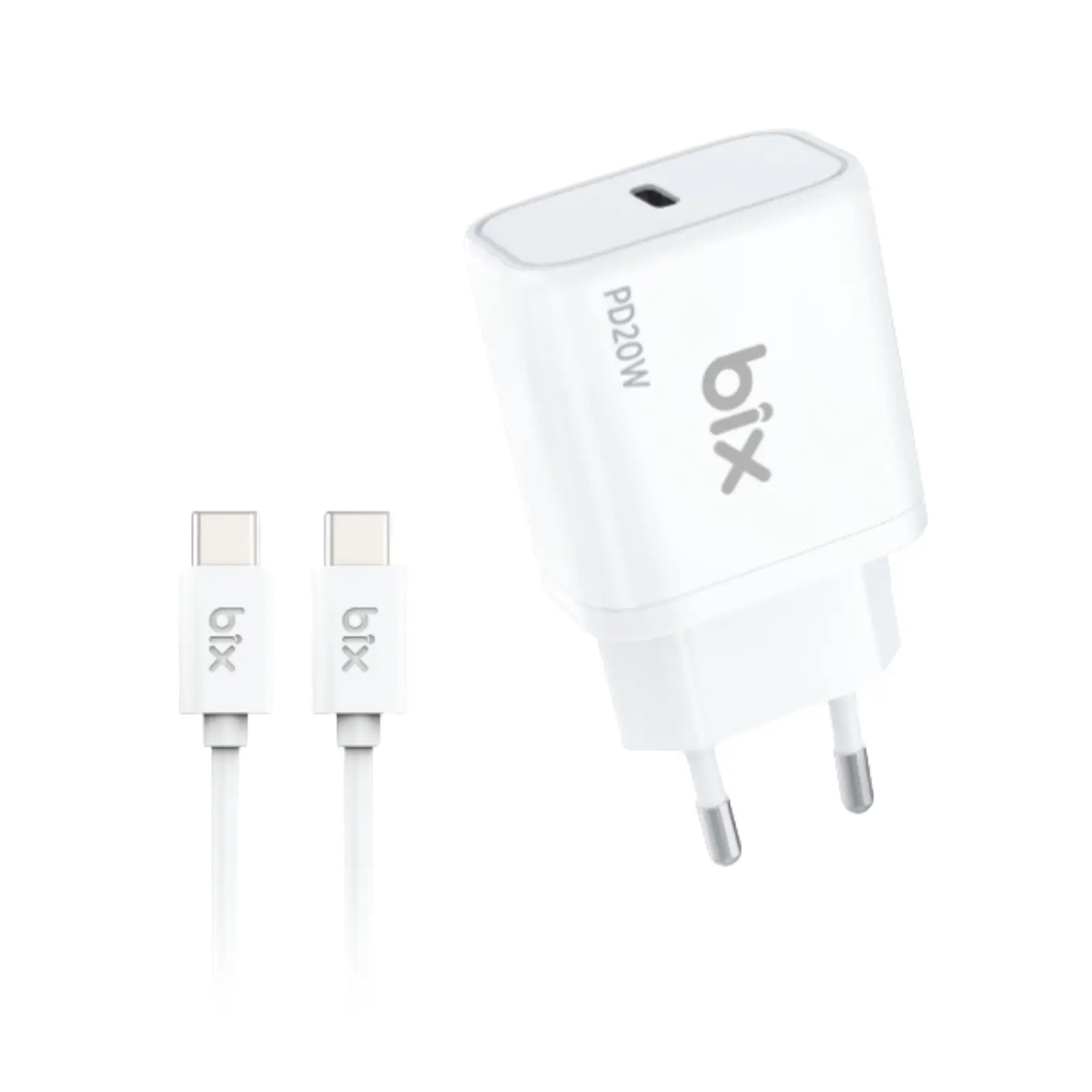 BİX BXPD22 20W Adaptör + Type-C / Type-c Kablo Beyaz