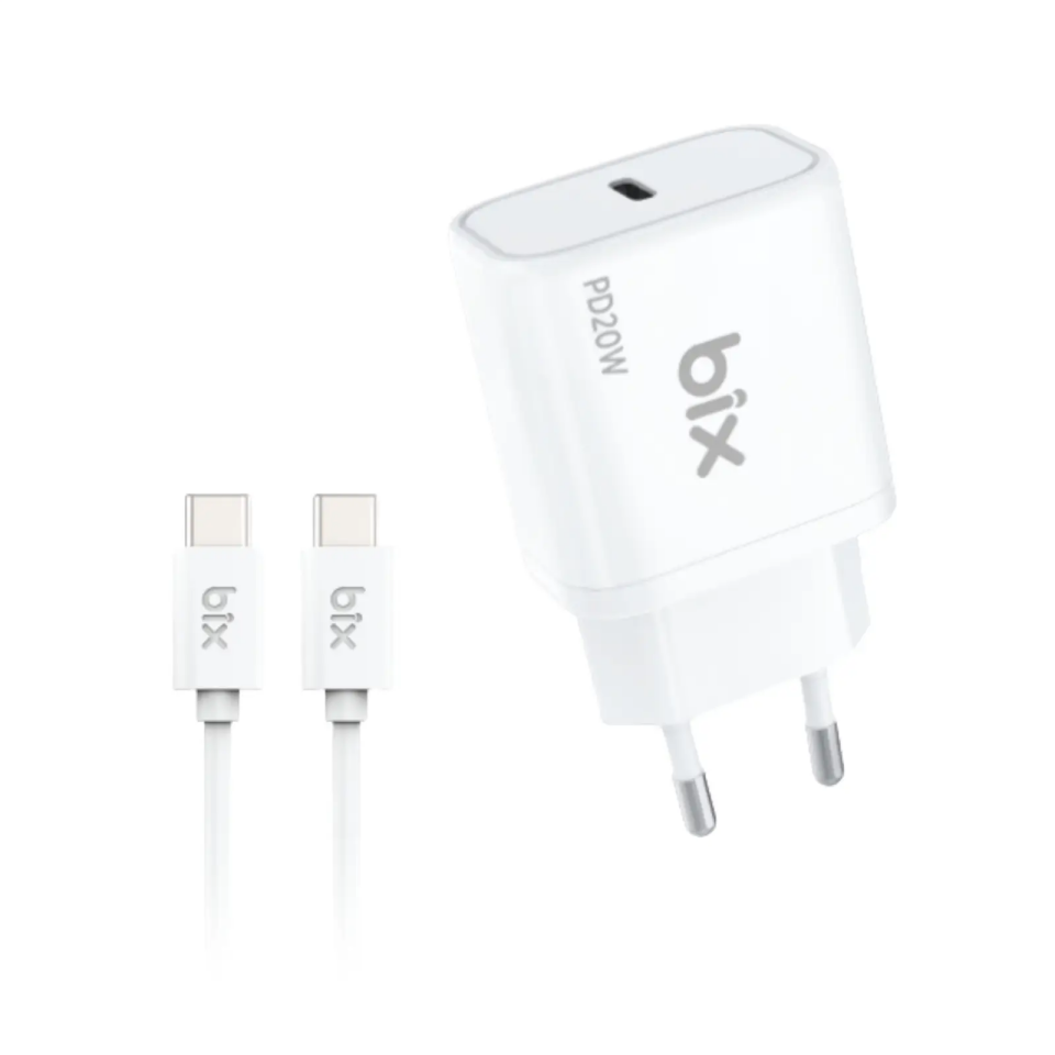 BİX BXPD22 20W Adaptör + Type-C / Type-c Kablo Beyaz