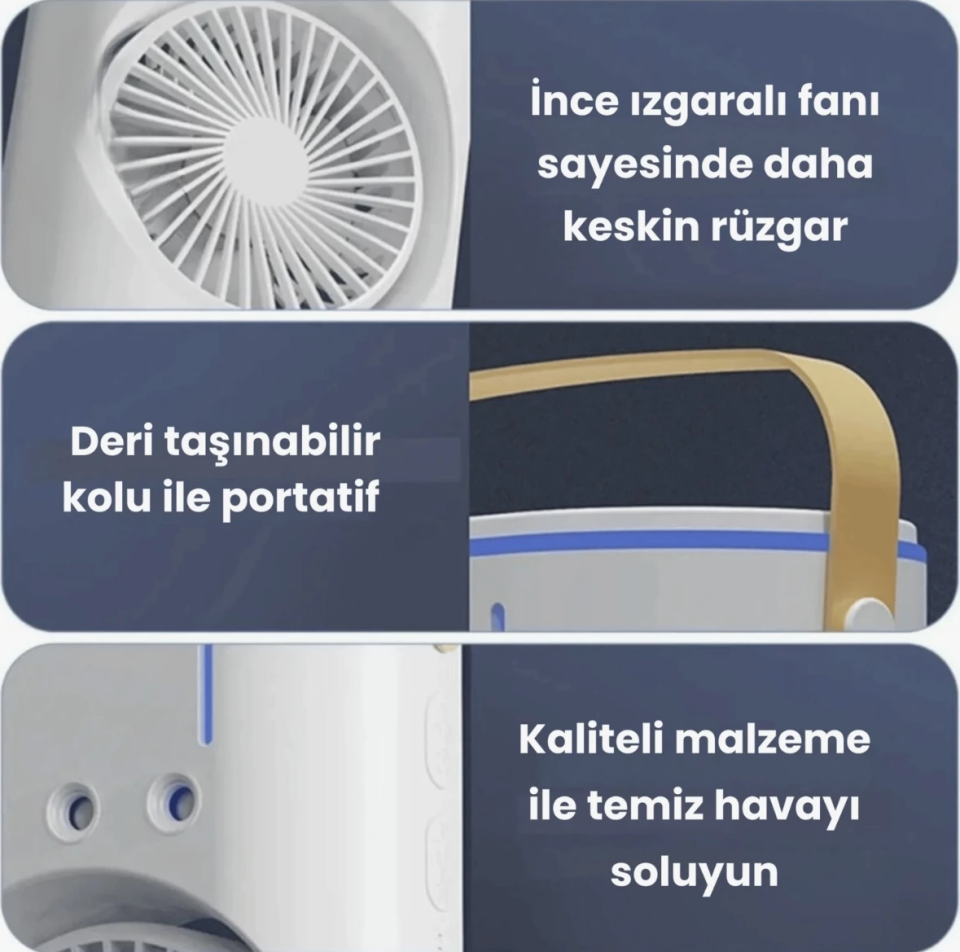 Hr002 Çift Fanlı Su Atan Şarjlı Fan