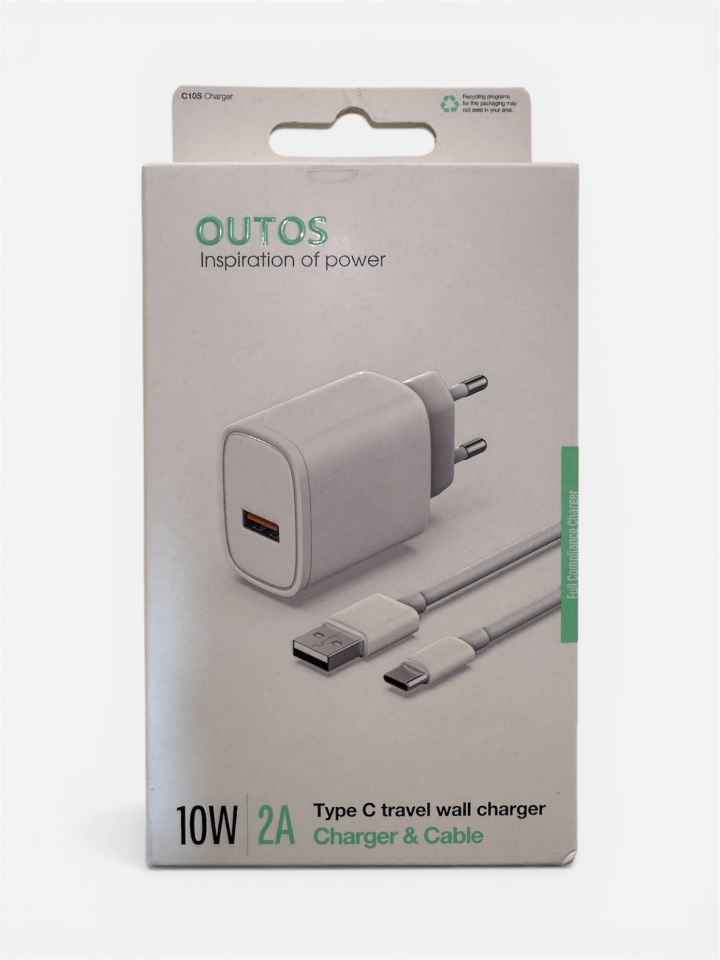Outos 10W 2A Type-C Kablo ve Adaptör Seti C10S