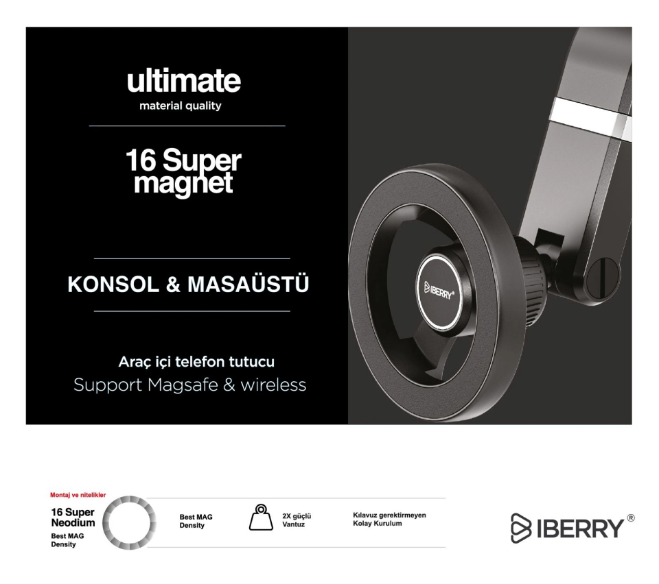 iBerry Magdesk Arm 6 MagSafe Araç Telefon Tutucu ARM6 - 3