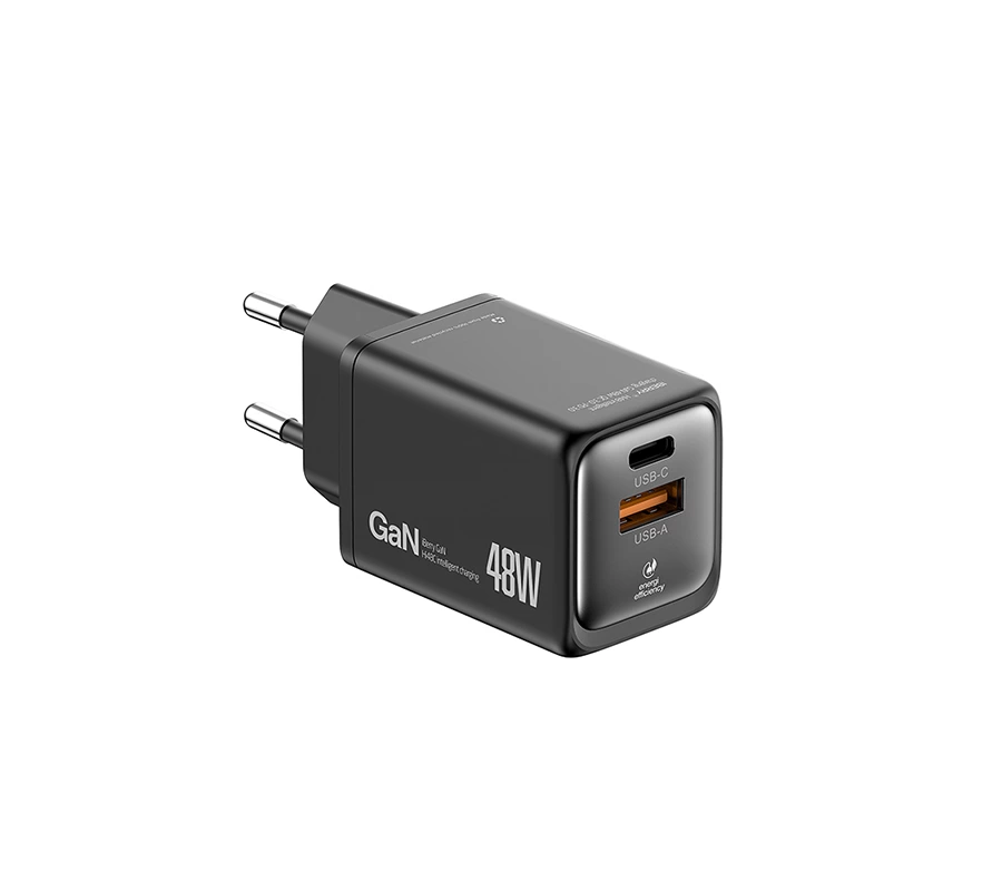 İberry 48W Gan Çift Çıkışlı Şarj Başlığı Hi48 Mini Siyah