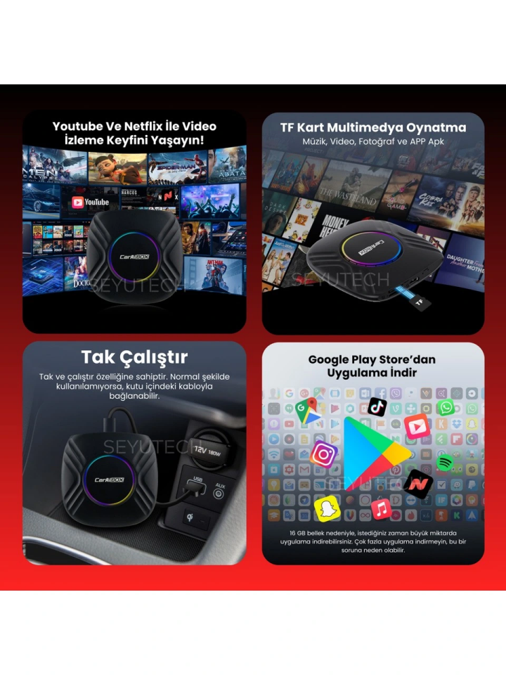 Bmw için 4+64 Gb Sim Kartlı Car Smart Box Carplay