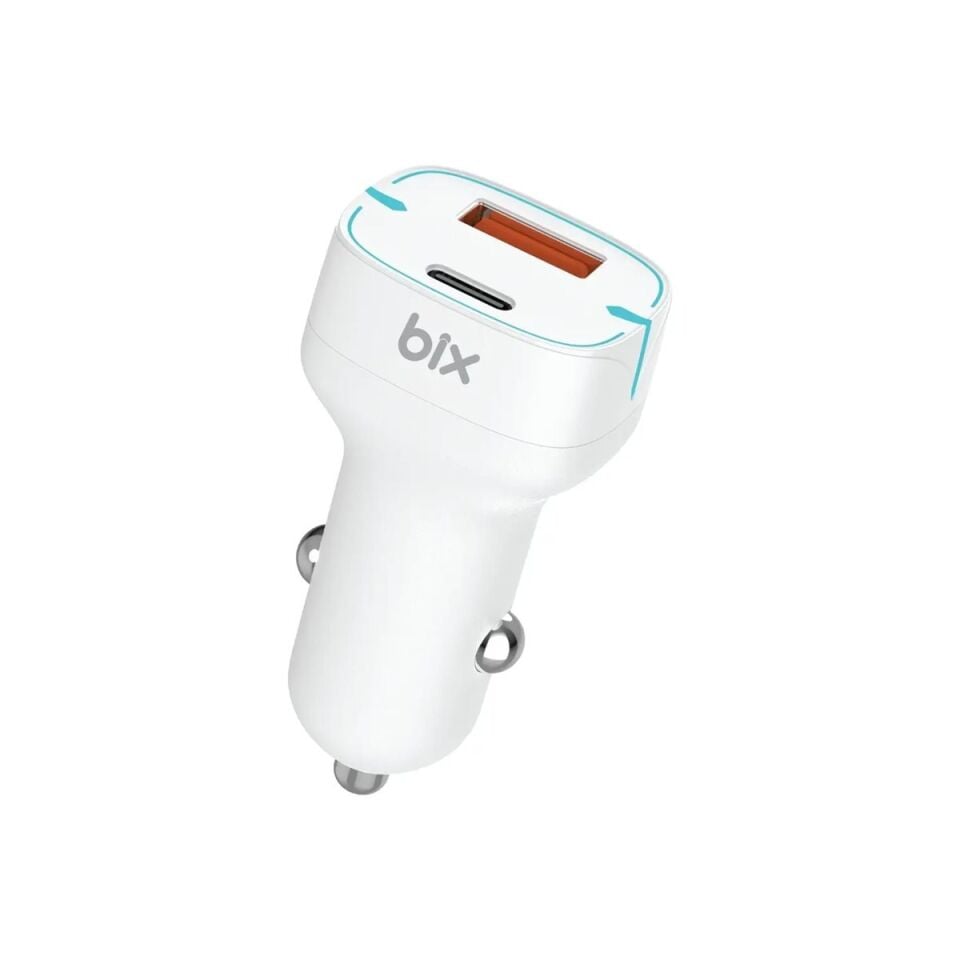 Bix 38W Beyaz  Bx-Ccp36Wt Pd + Qc 3.0 Usb Fast Type - C Ve Usb Çıkış Araç Şarj Adaptörü