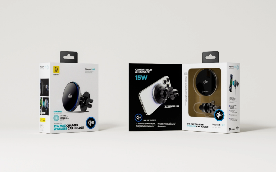 İberry Qi2 15W Magsafe Araç Telefon Tutucu