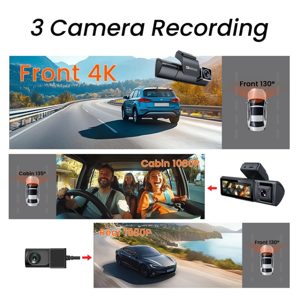 iDragon F9 3 Kameralı 4K Araç Kamerası