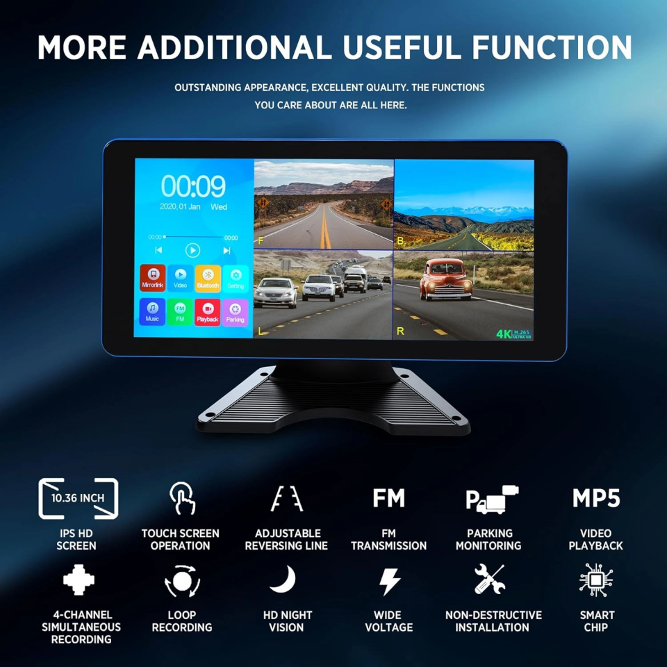 iDragon ZC 101-4 HD Tır CarPlay Monitör ve Kamera - 6