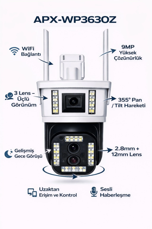 Apronx Apx-wp363oz 9Mp 10x Zoom Çift Kameralı Wifi Kamera - 4