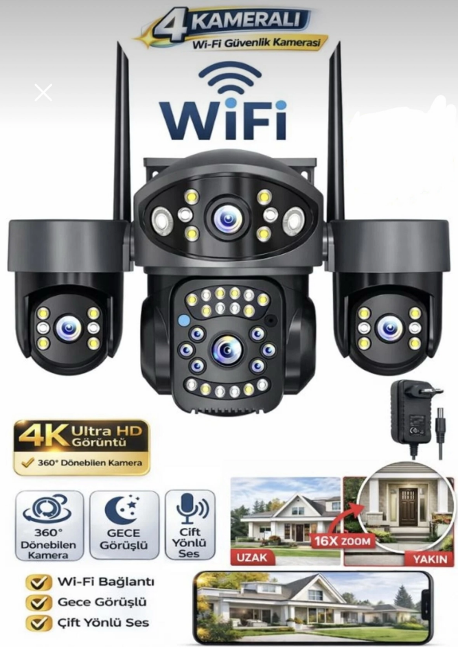 My-Scope My-01 3+3+3+3 4 Kameralı Wi-Fi Güvenlik Kamerası