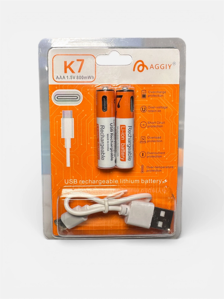 Aggiy K7 Type-C Şarj Edilebilir Küçük Kalem Pil AAA 1.5V 800mWh - 7