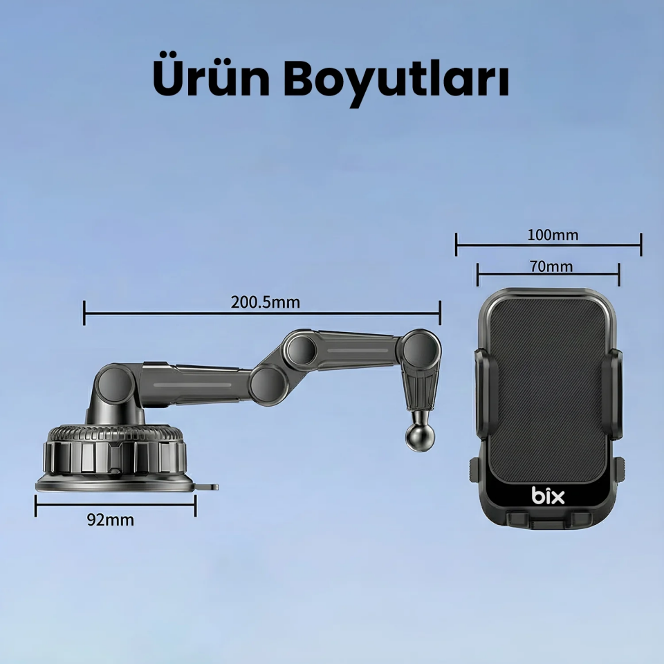 Bix BXCH15-BK Kıstırmalı Ayarlanabilir Araç Telefon Tutucu - 2