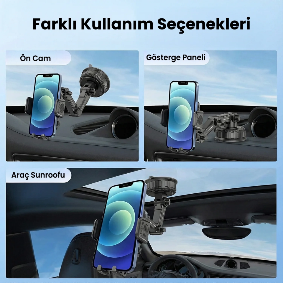 Bix BXCH15-BK Kıstırmalı Ayarlanabilir Araç Telefon Tutucu - 3