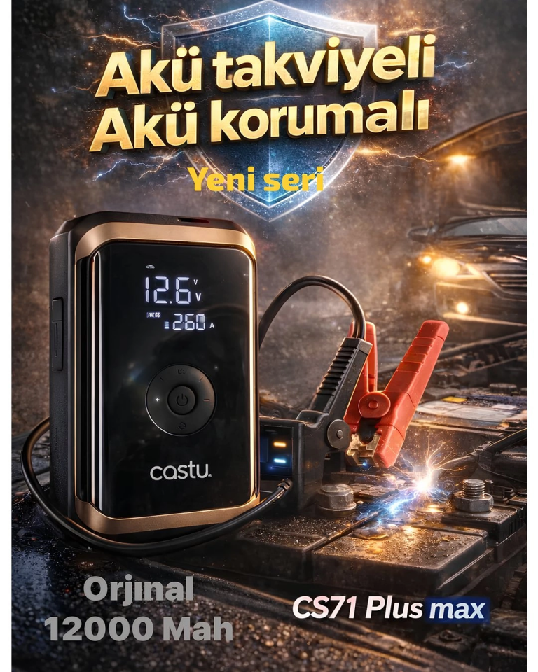 Şarjlı 12.000 mAh Araç Pompası ve Akü Takviye CS71 Plus Max - 2