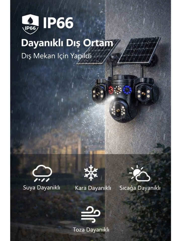 Esvision 3+3+3+3 12MP Dört Kameralı Çift Panelli SIM Kartlı 4G Kamera ES-7020 - 5