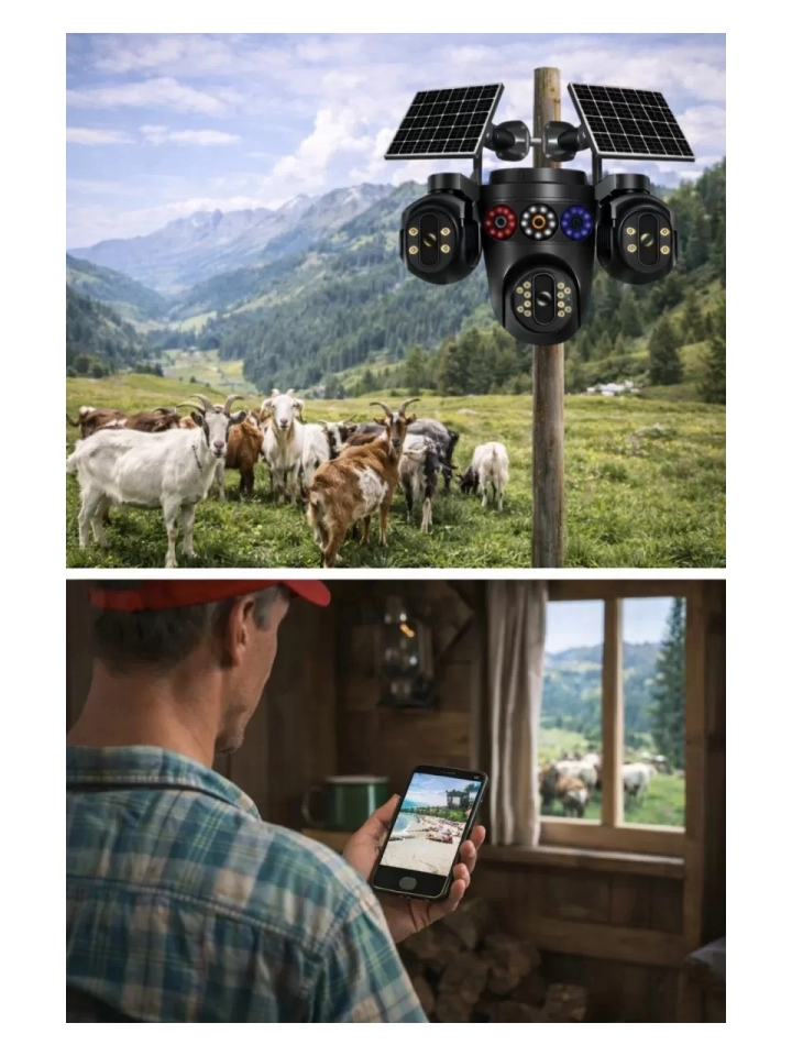 Esvision 3+3+3+3 12MP Dört Kameralı Çift Panelli SIM Kartlı 4G Kamera ES-7020 (Turkcell SIM Kartlı) - 4
