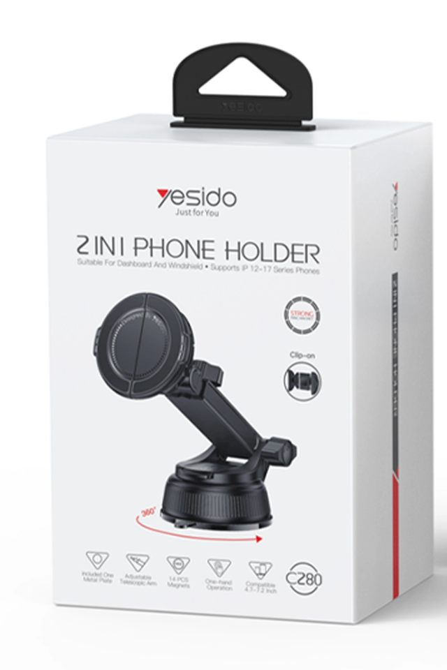 Yesido C280 2in1 Mağsafe Vakumlu Araç Telefon Tutucu - Siyah
