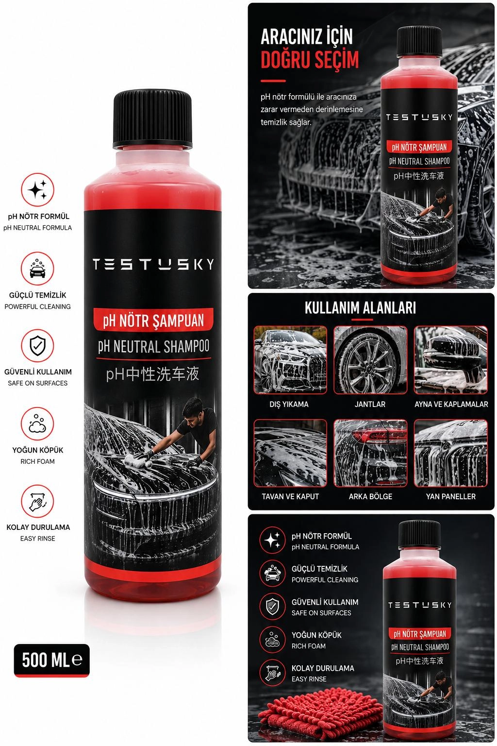 Testusky pH Nötr Şampuan 500 ml