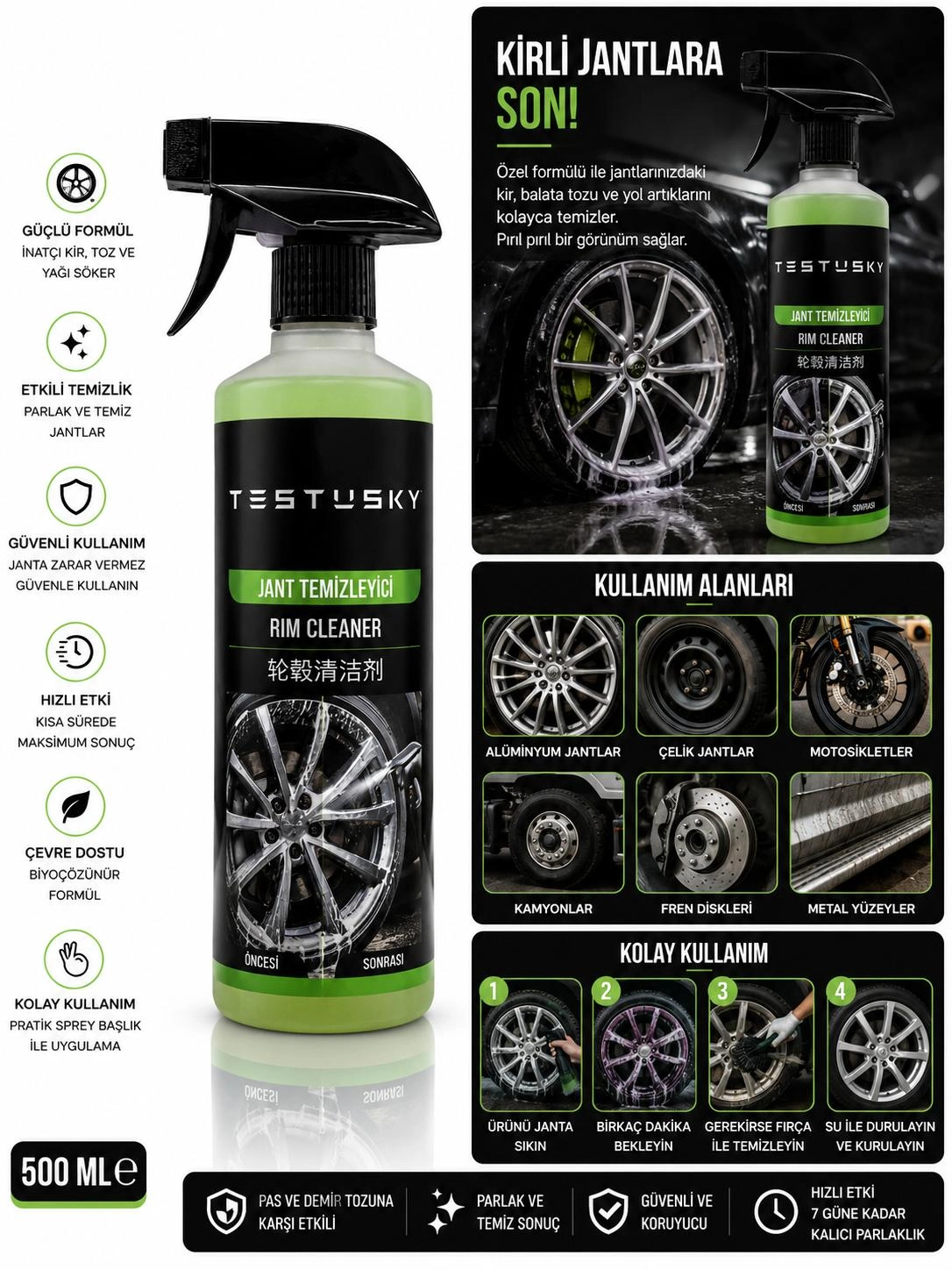 TESTUSKY JANT TEMİZLEYİCİ 500 ML