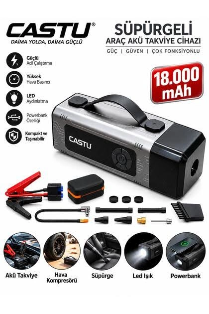 Süpürgeli Akü Takviye CS89 Plus Max 18.000 mAh