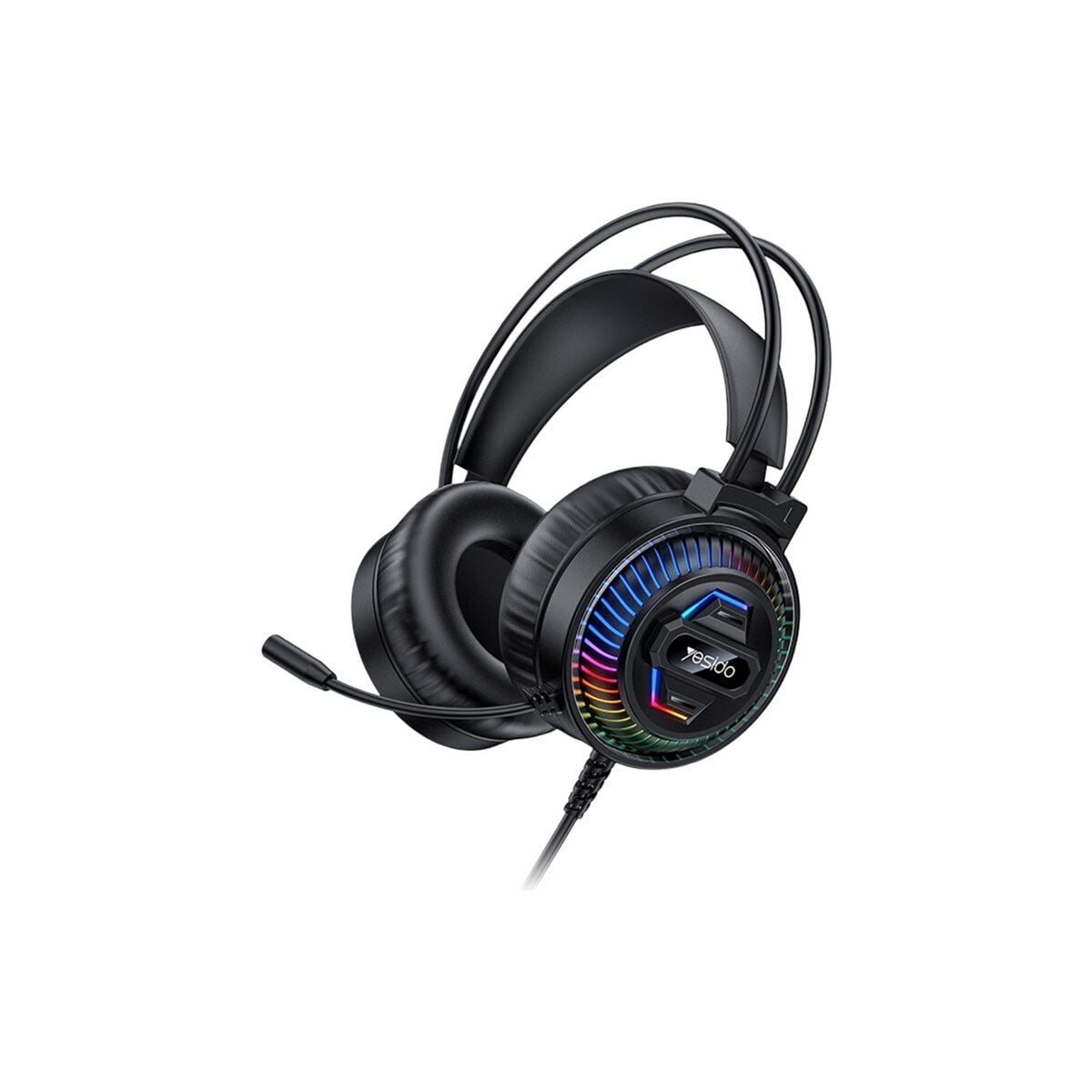 Yesido EK06 RGB Işıklı Mikrofonlu Kablolu Oyuncu Kulaklığı - Siyah