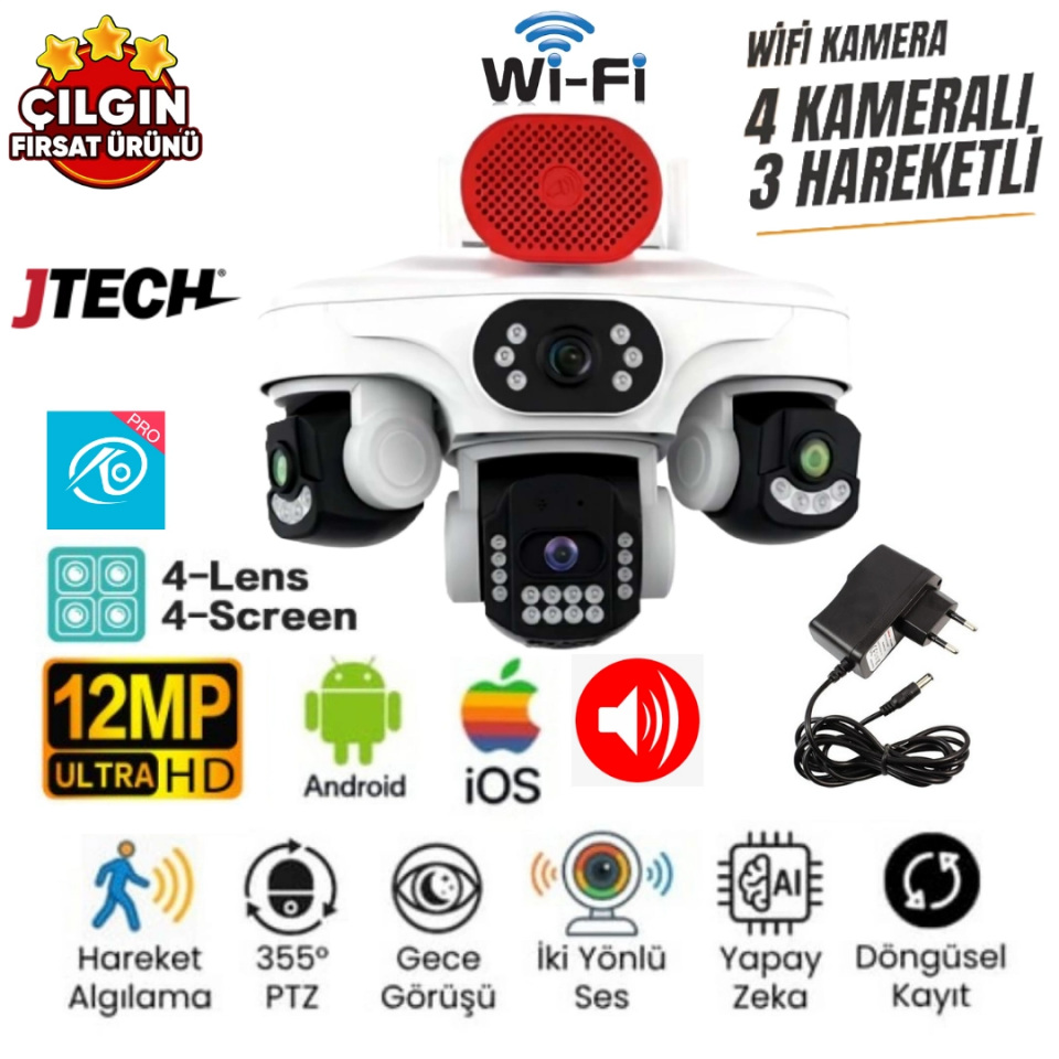 4 Lens Wi-Fi PTZ Kamera 243 Premium