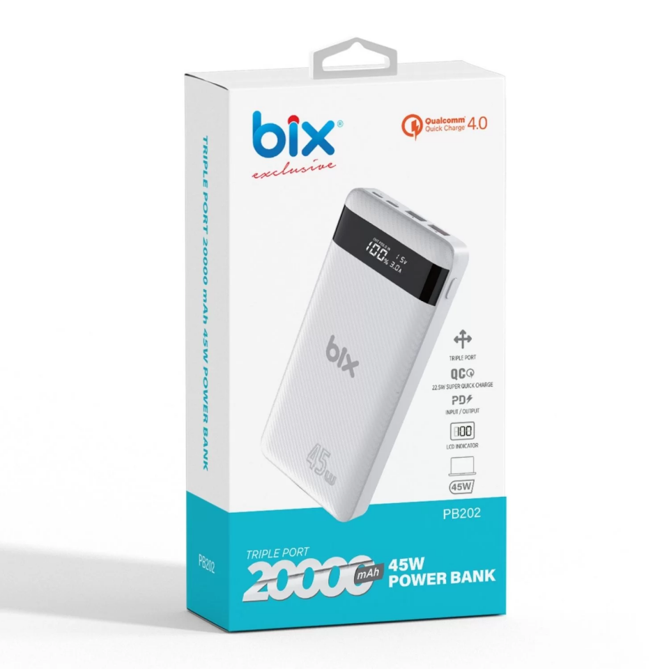 Bix PB202 20000 mAh 45W Beyaz Powerbank - 4