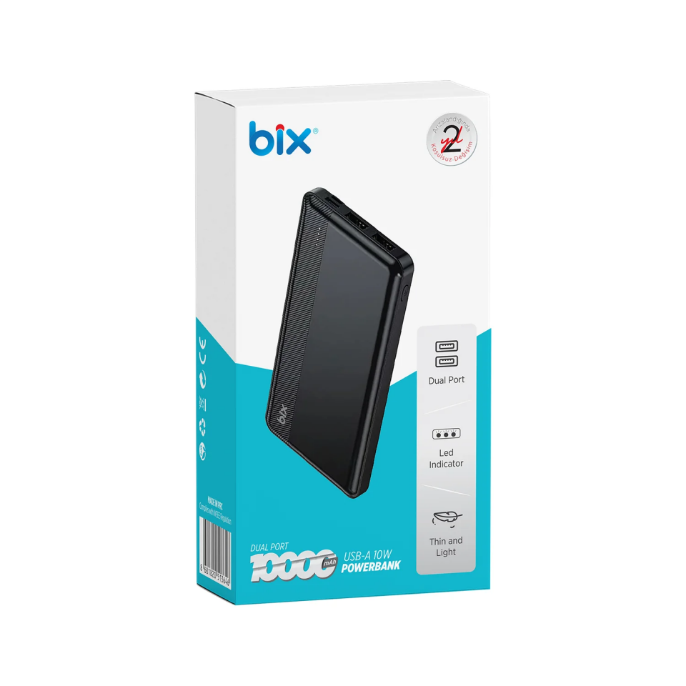 BİX BXPB108 10000 MAH 10W SİYAH POWERBANK - 4