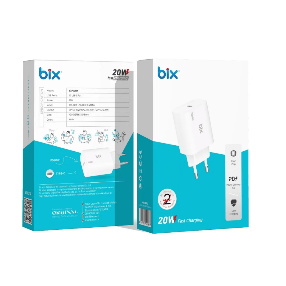 Bix Bxpd21Ta 20W Fast Şarj Adaptörü Type-C