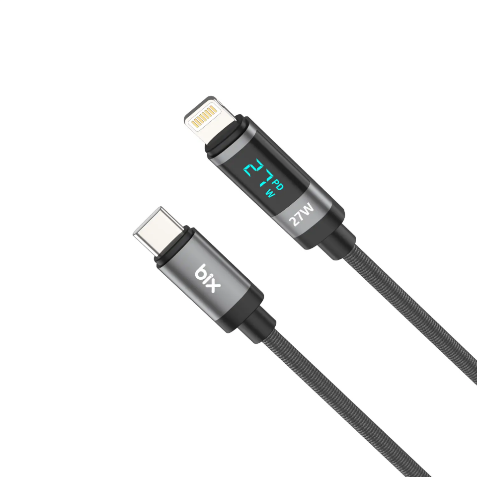 Bix Bx06Cl 27W Göstergeli İphone To Type-C Örgülü Kablo