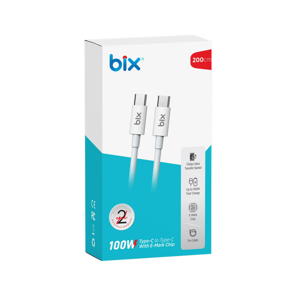 Bix Bx08Cc 100W 2 Metre Type-C To Type-C Kablo