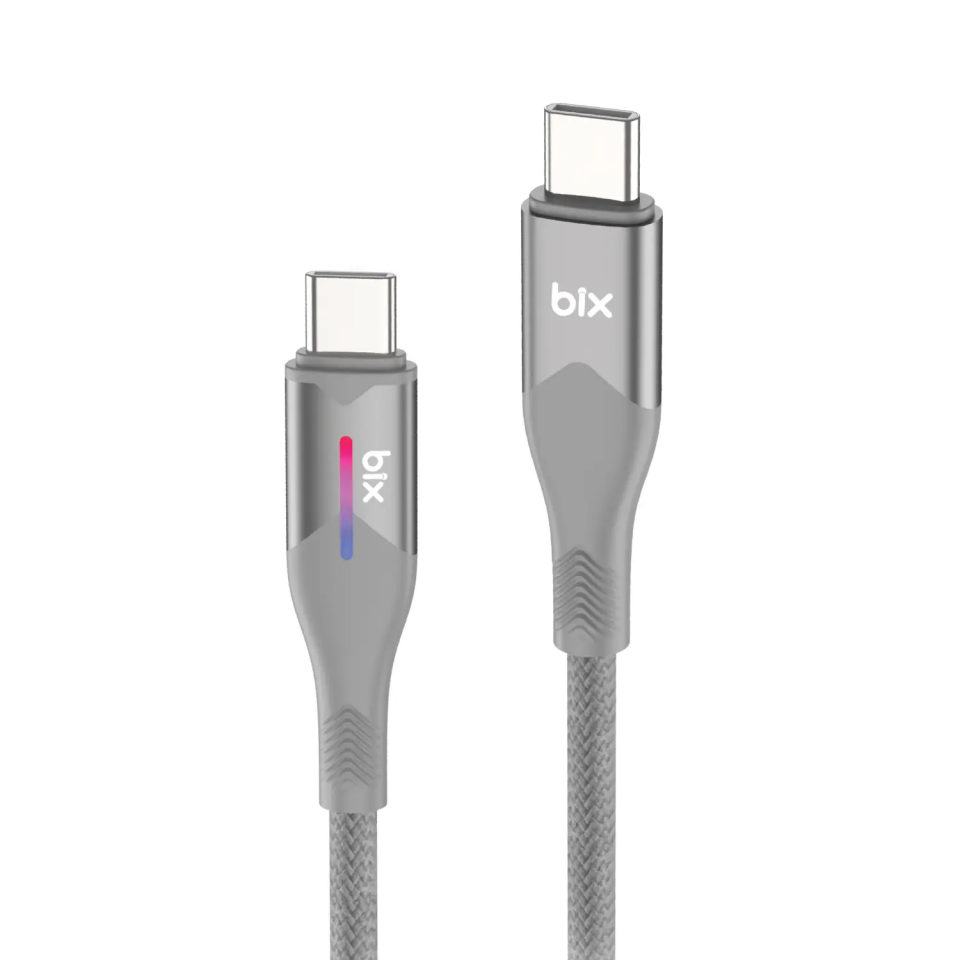 Bix Bx05Cc 60W Type-C To Type-C Örgülü Gri Kablo